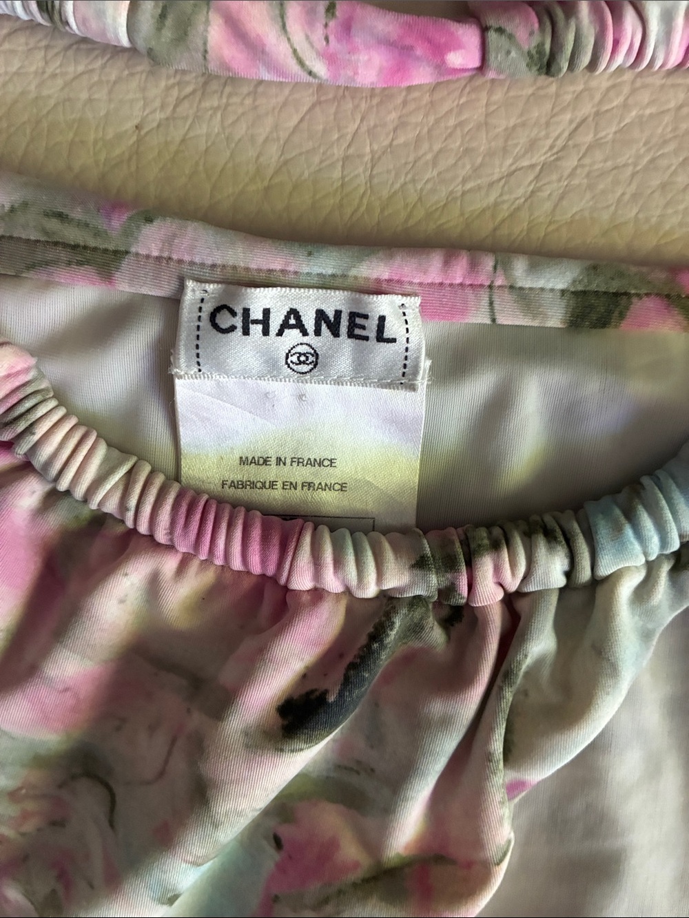 CHANEL Pastel Floral Triangle Bikini in Pink and Green - Picture 3 of 12